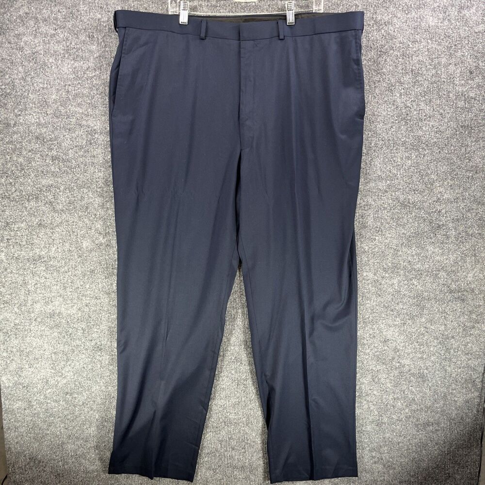 Bert Pulitzer Men’s Dress Pants 44x32 Navy Flat Front Wool Blend